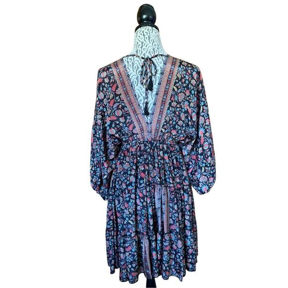 Karma Highway Floral Boho Mini Dress Black Multi OS - Picture 11 of 12